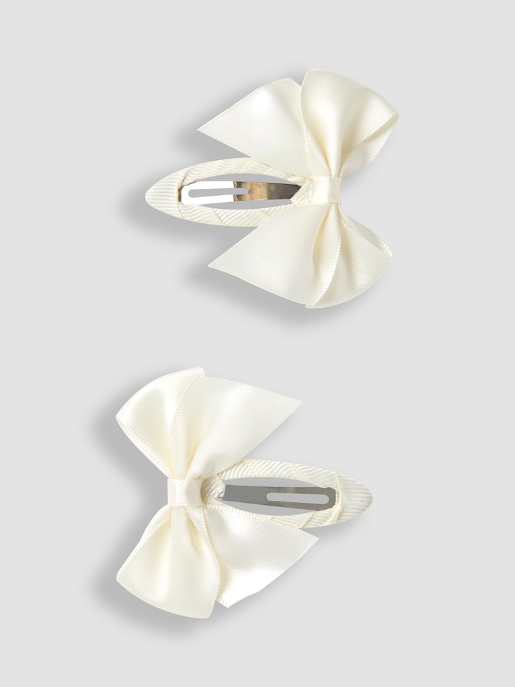 JoJo Maman Bébé Cream Bow Hair Clips 2 Pack - Image 1 of 3