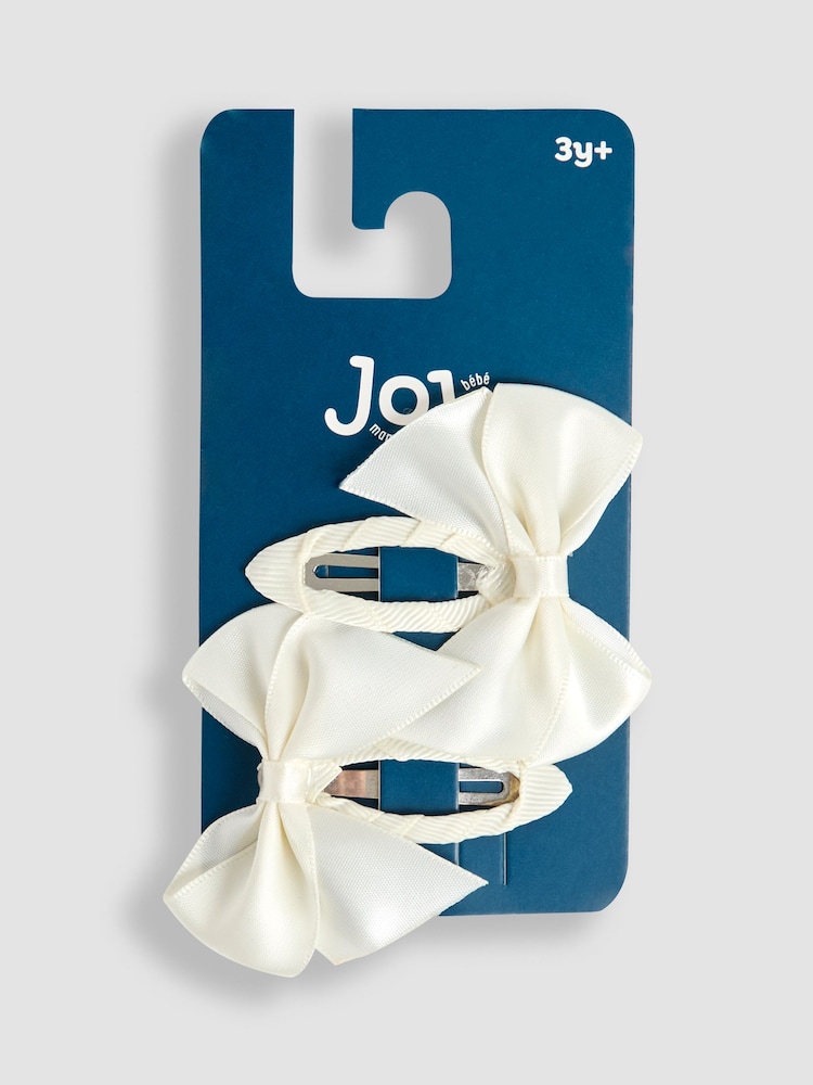 JoJo Maman Bébé Cream Bow Hair Clips 2 Pack - Image 2 of 3