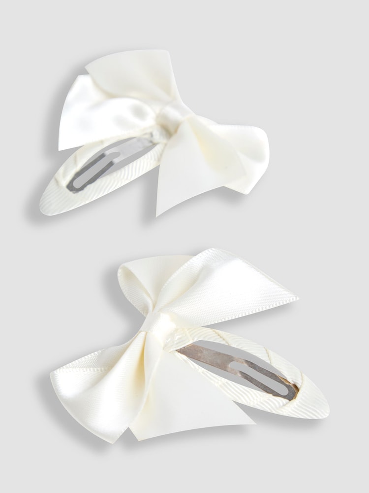 JoJo Maman Bébé Cream Bow Hair Clips 2 Pack - Image 3 of 3