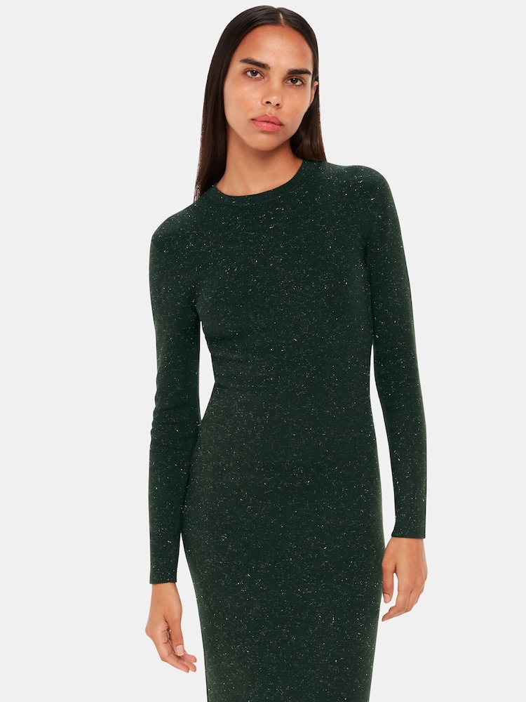 Whistles Petite Annie Sparkle Sweater Dress Dark Green Size 6