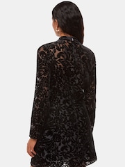 Whistles Black Petite Hot Fix Floral Velvet Dress - Image 2 of 4