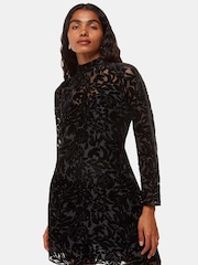 Whistles Black Petite Hot Fix Floral Velvet Dress - Image 4 of 4