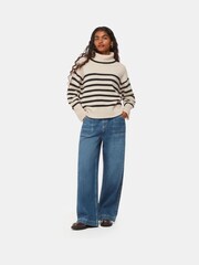Whistles White Petite Stripe Wool Roll Neck Jumper - Image 1 of 5