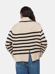 Whistles White Petite Stripe Wool Roll Neck Jumper - Image 2 of 5