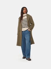 Whistles White Petite Stripe Wool Roll Neck Jumper - Image 3 of 5
