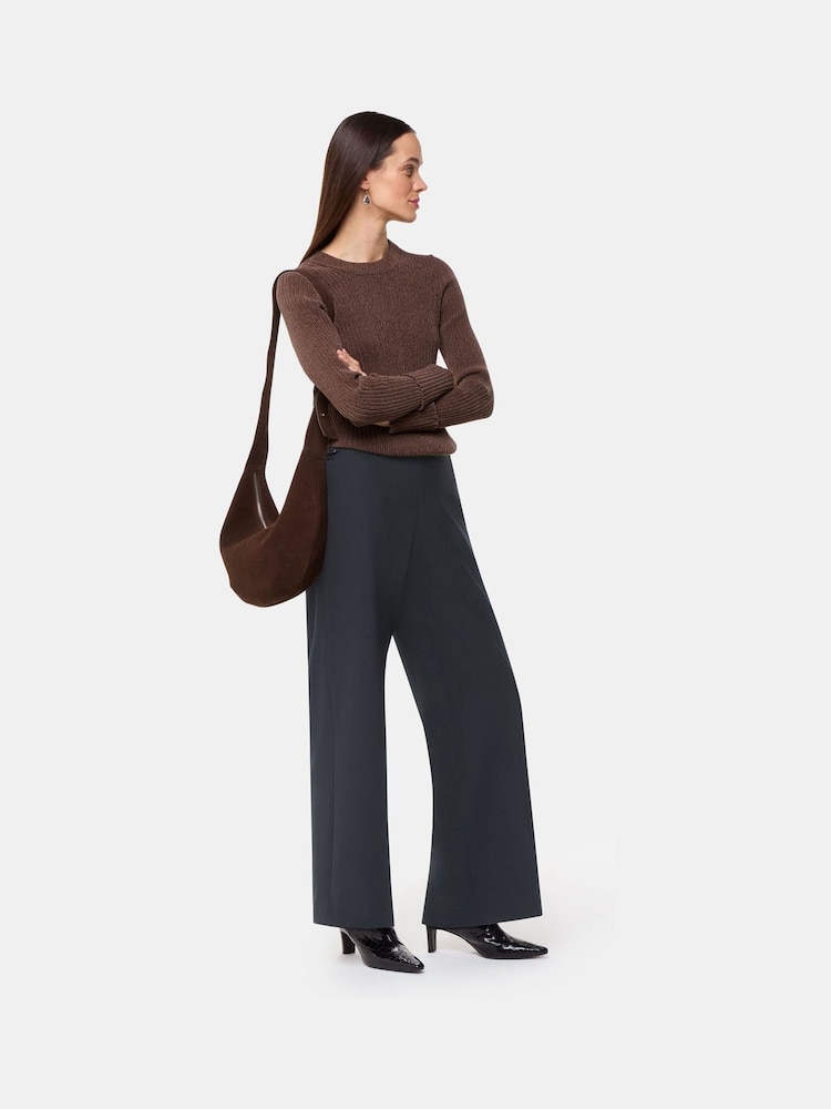 Whistles Black Petite Louisa Tab Detail Trousers - Image 1 of 4