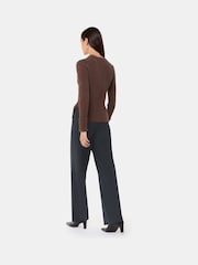 Whistles Black Petite Louisa Tab Detail Trousers - Image 2 of 4