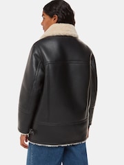 Whistles Black Petite Faux Fur Coat - Image 2 of 5
