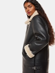 Whistles Black Petite Faux Fur Coat - Image 3 of 5