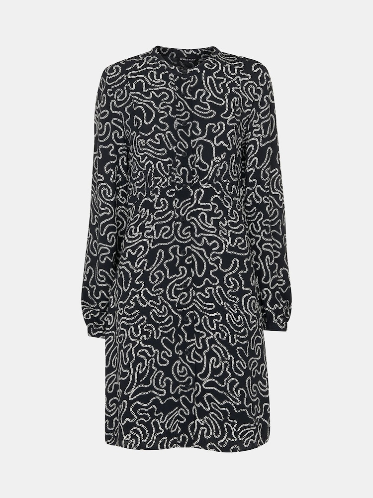Whistles Black Petite Chain Print Flippy Dress - Image 5 of 5