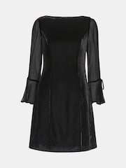 Whistles Black Petite Myla Velvet Mini Dress - Image 5 of 5