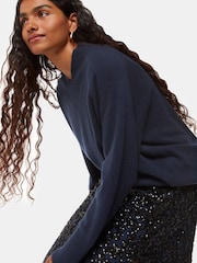Whistles Black Petite Floral Sequin Midi Skirt - Image 4 of 5