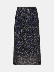 Whistles Black Petite Floral Sequin Midi Skirt - Image 5 of 5
