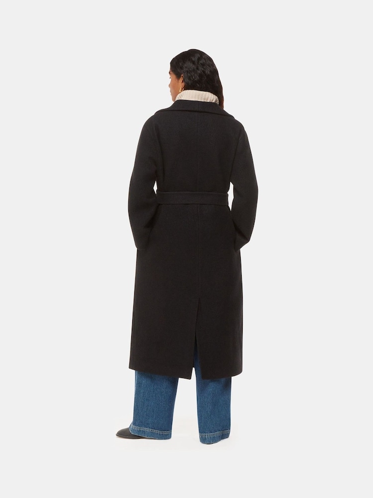 Whistles Black Petite Morgan Funnel Neck Coat - Image 2 of 5