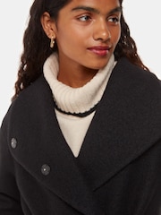 Whistles Black Petite Morgan Funnel Neck Coat - Image 4 of 5