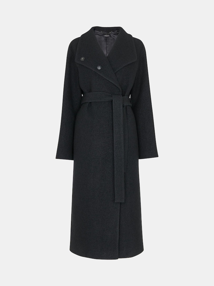 Whistles Black Petite Morgan Funnel Neck Coat - Image 5 of 5