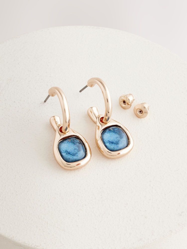 Gold Tone Resin Drop Earrings - Image 1 of 3