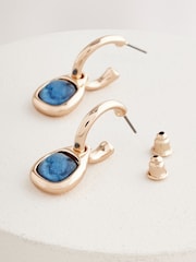 Gold Tone Resin Drop Earrings - Image 2 of 3