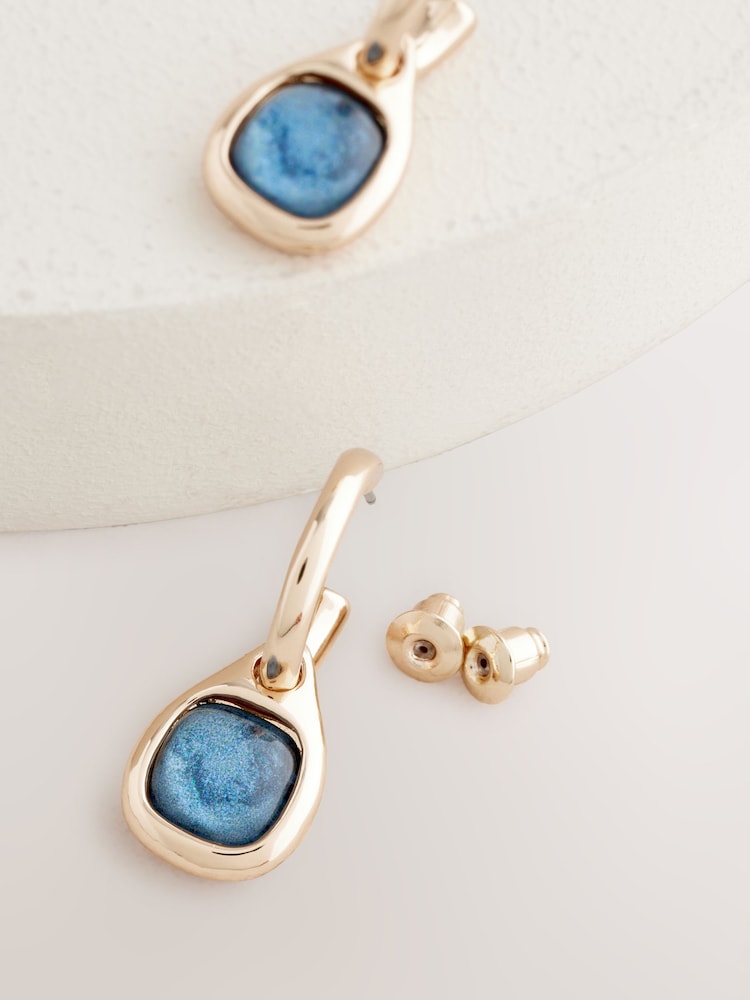 Gold Tone Resin Drop Earrings - Image 3 of 3