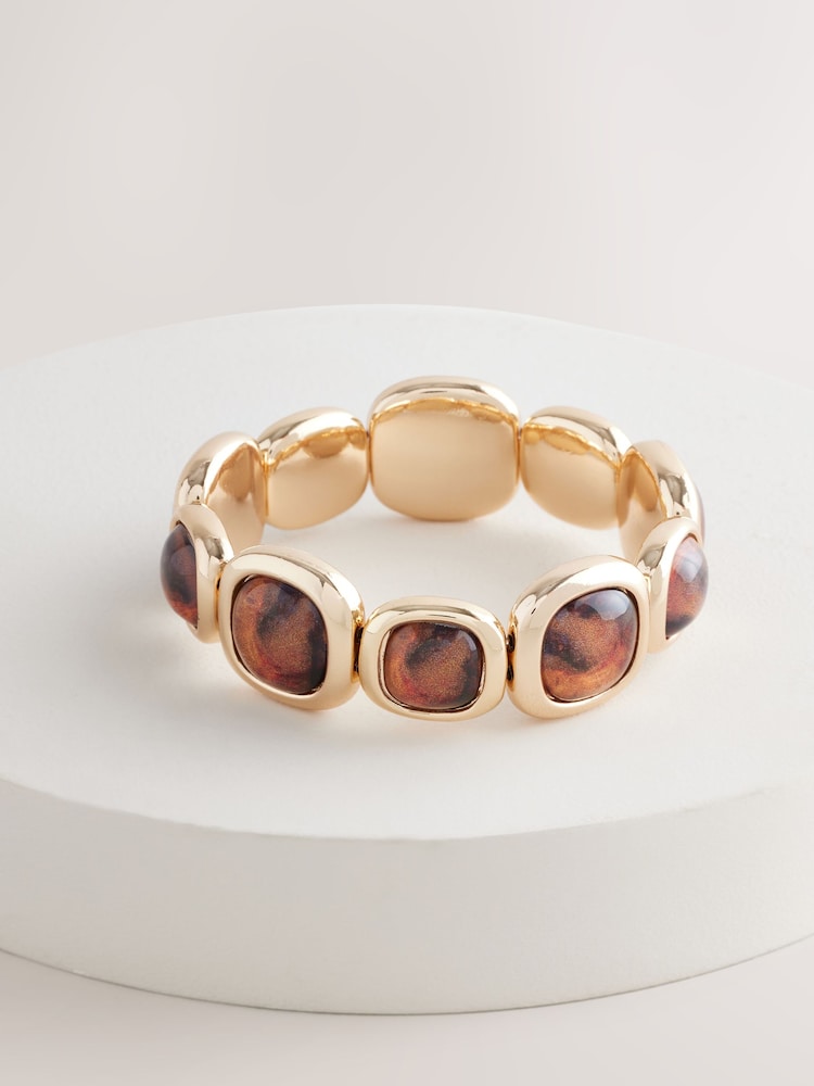 Gold Tone Resin Stretch Bracelet - Image 1 of 3