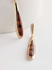 Gold Tone Resin Teardrop Earrings - Image 3 of 3