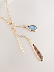 Gold Tone Resin Cluster Long Necklace - Image 5 of 6