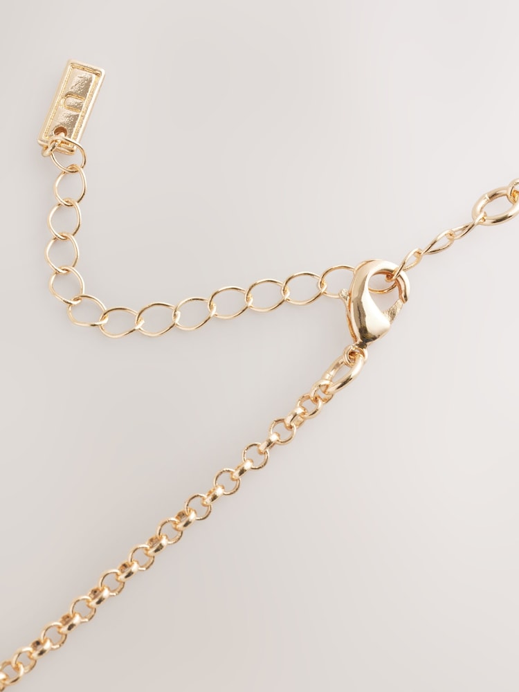Gold Tone Resin Cluster Long Necklace - Image 6 of 6 Gold Tone Resin Cluster Long Necklace - Image 6 of 6