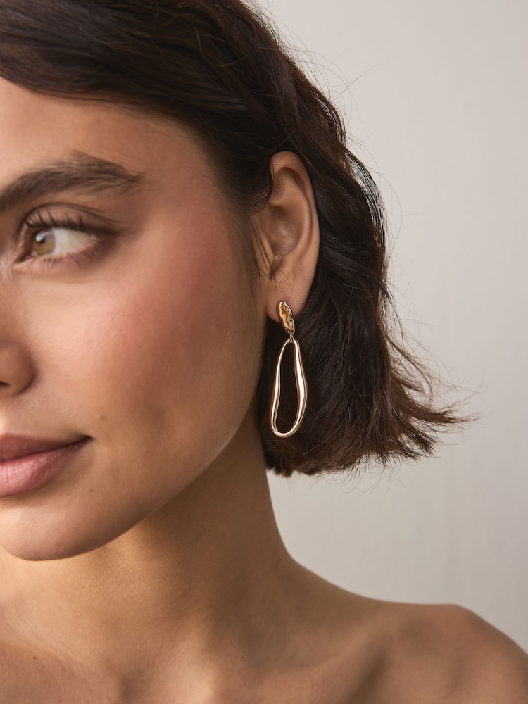 Gold Tone Molten Drop Earrings - Image 1 of 5