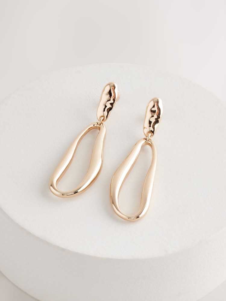 Gold Tone Molten Drop Earrings - Image 3 of 5