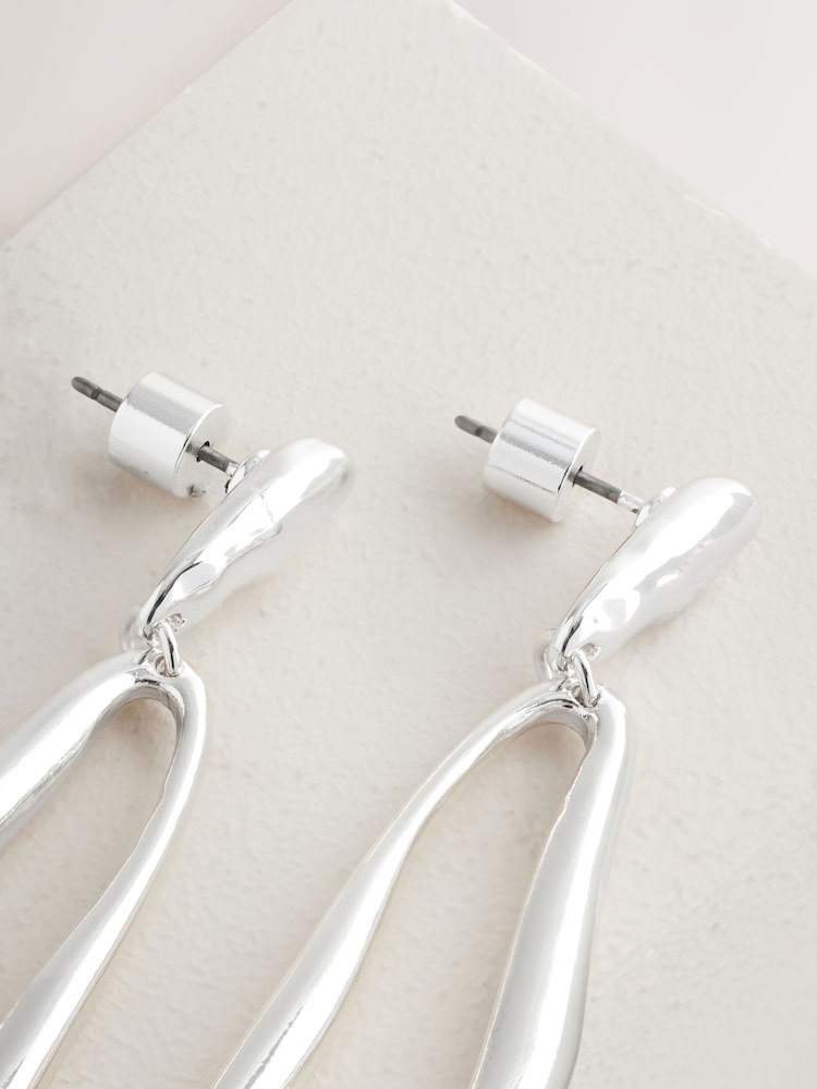Silver Tone Molten Drop Earrings - Image 4 of 4 Silver Tone Molten Drop Earrings - Image 4 of 4