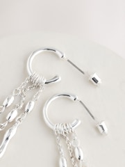 Silver Tone Chain Drop Hoops Earrings - Image 3 of 4
