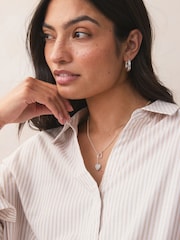 Silver Tone Heart Thread Through Lariat Necklace Made With Recycled Metals - Image 1 of 5