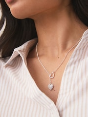 Silver Tone Heart Thread Through Lariat Necklace Made With Recycled Metals - Image 2 of 5