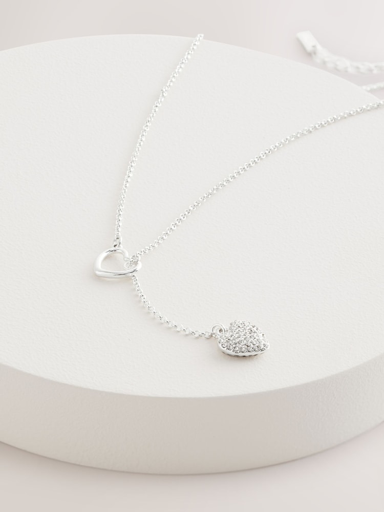 Tonalité argentée - Collier Lariat en fil de cœur fabriqué avec des métaux recyclés - Image 4 of 5