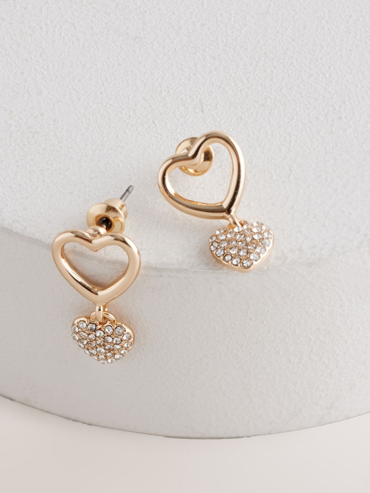Tonalité d'or - Boucles d'oreilles Cœur Drop Sparkle - Image 3 of 5