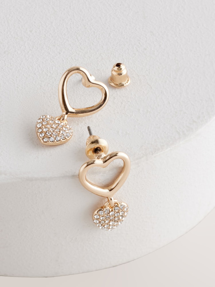 Tonalité d'or - Boucles d'oreilles Cœur Drop Sparkle - Image 4 of 5
