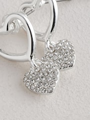Silver Tone Heart Drop Sparkle Stud Earrings - Image 5 of 5