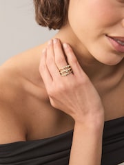 Gold Tone Sparkle Ladder Ring - Image 1 of 3