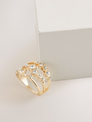 Gold Tone Sparkle Ladder Ring - Image 2 of 3