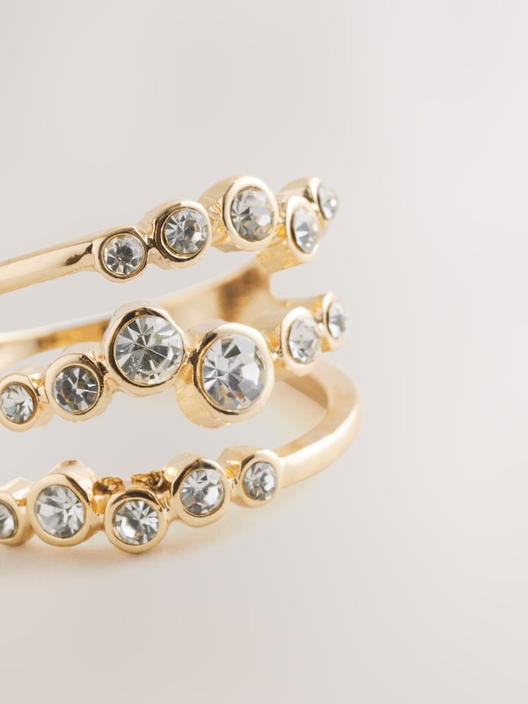 Gold Tone Sparkle Ladder Ring - Image 3 of 3
