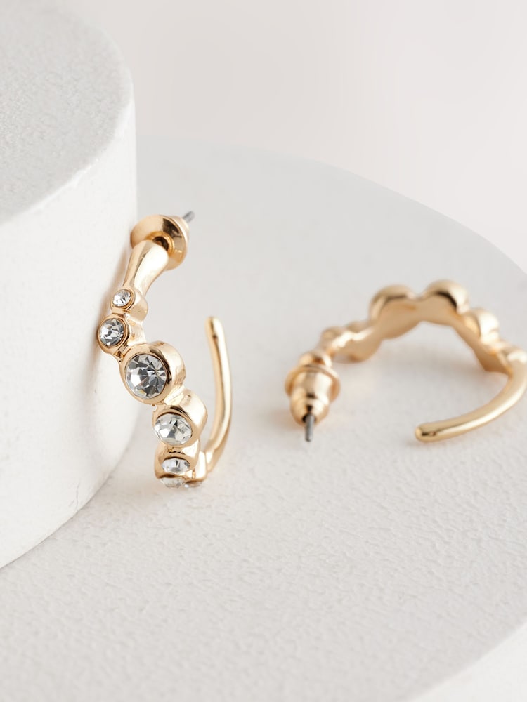 Dorado - Pendientes de aro brillantes - Imagen 5 de 5