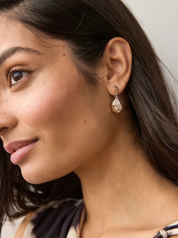 Gold Tone Molten Drop Stud Earrings - Image 1 of 5 Gold Tone Molten Drop Stud Earrings - Image 1 of 5