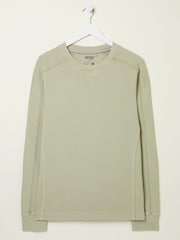 FatFace Otterton Sage Green Crew Neck Sweatshirt - Image 7 of 7