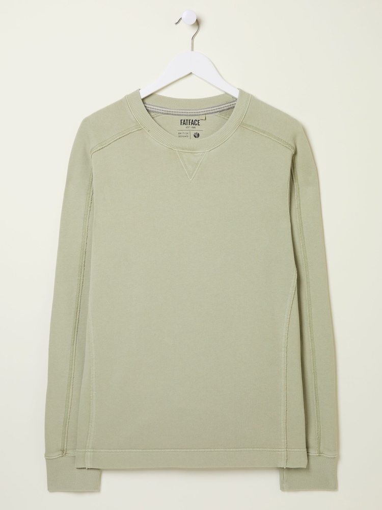 FatFace Otterton Sage Green Crew Neck Sweatshirt - Image 7 of 7