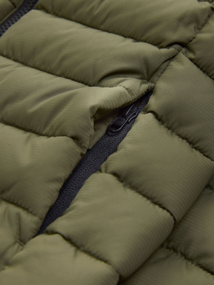 Khaki Green Quilted Midweight Hooded Jacket (3-17yrs) - Image 5 of 5