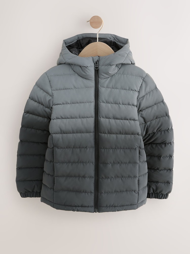 Schwarz/Grau - Gesteppte mittelschwere Jacke mit Kapuze (3–17 J.) - Bild 1 von 5