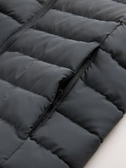 Schwarz/Grau - Gesteppte mittelschwere Jacke mit Kapuze (3–17 J.) - Bild 4 von 5