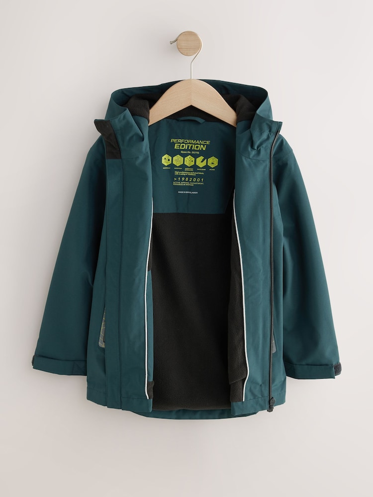 Buy Green Waterproof Fleece Lined Hooded Jacket (3-17yrs) from the