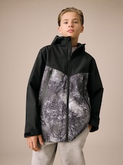 Grey/Black Waterproof Fleece Hooded Lined Jacket (3-17yrs) - Image 1 of 8