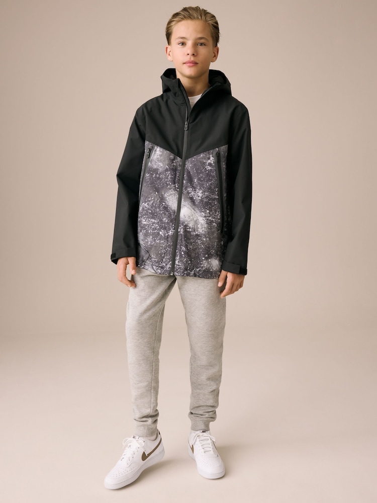 Grey/Black Waterproof Fleece Hooded Lined Jacket (3-17yrs) - Image 2 of 8